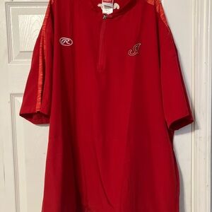 Vtg Cleveland Indians Rawlings Mens XL Red Quarter-Zip Pullover Baseball Batting